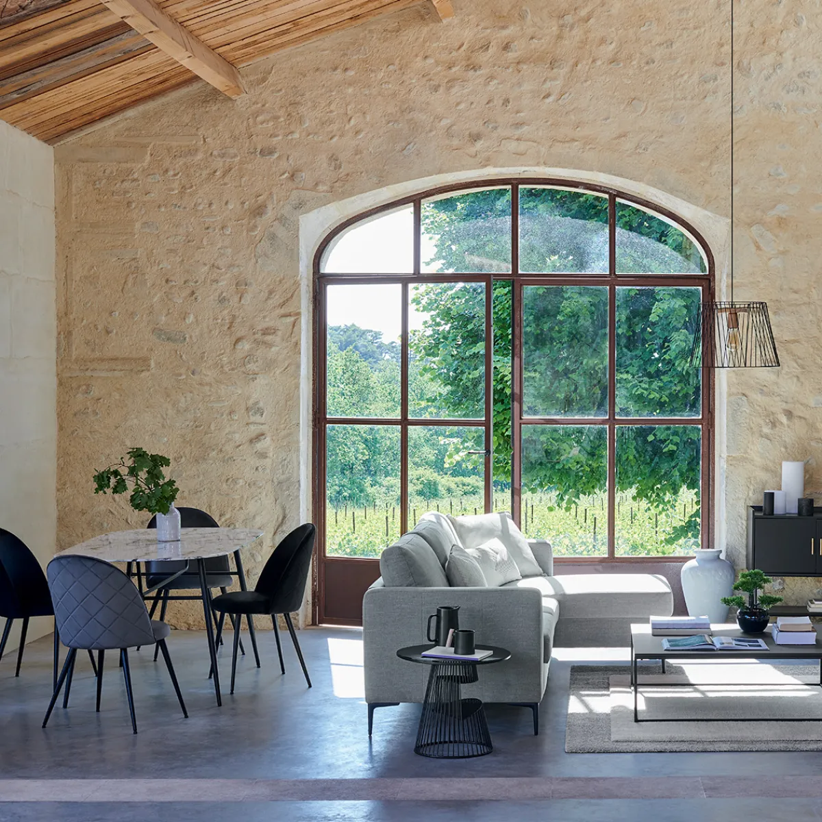 Chaise "Slano", pieds métal noir*ATMOSPHERA Outlet