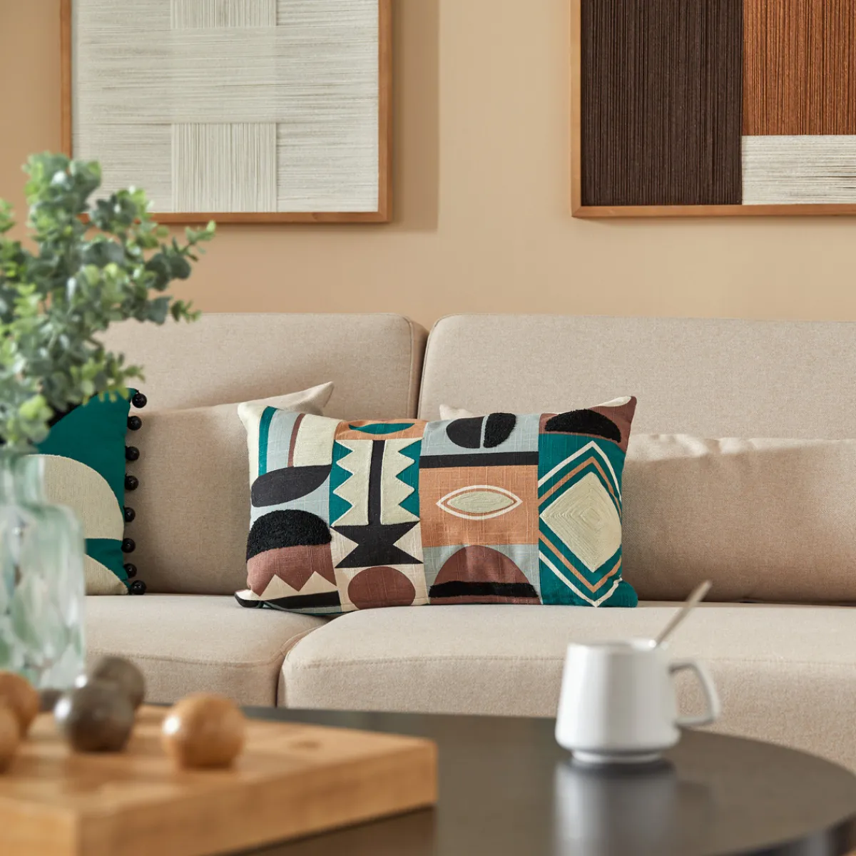 Coussin brodé "Malakite"*ATMOSPHERA