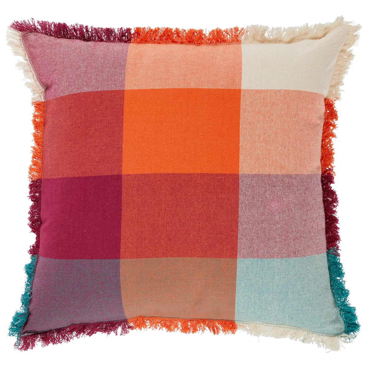 Coussin madras à franges "Yucatan"*ATMOSPHERA