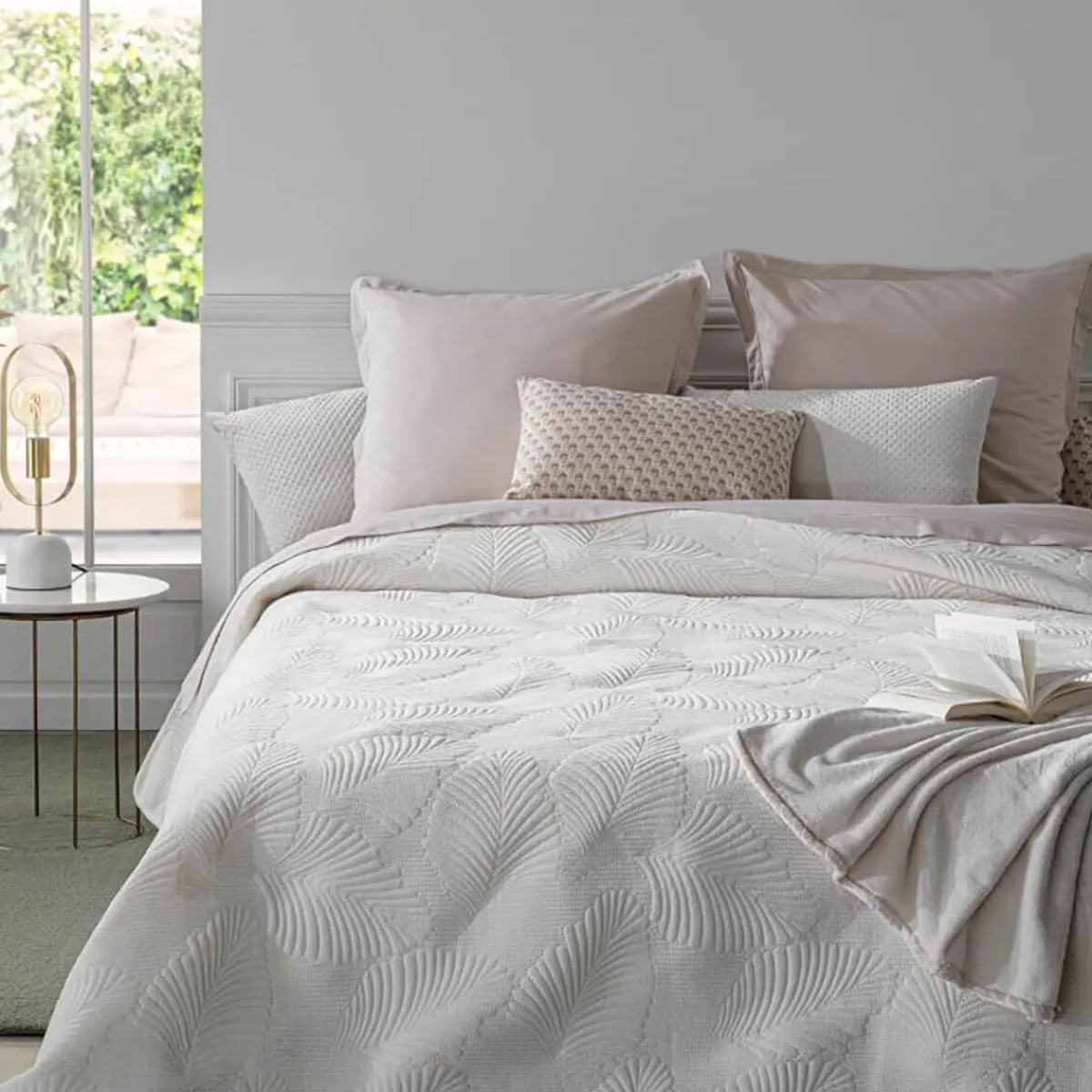 Dessus de lit "Feuille", velours*ATMOSPHERA Outlet