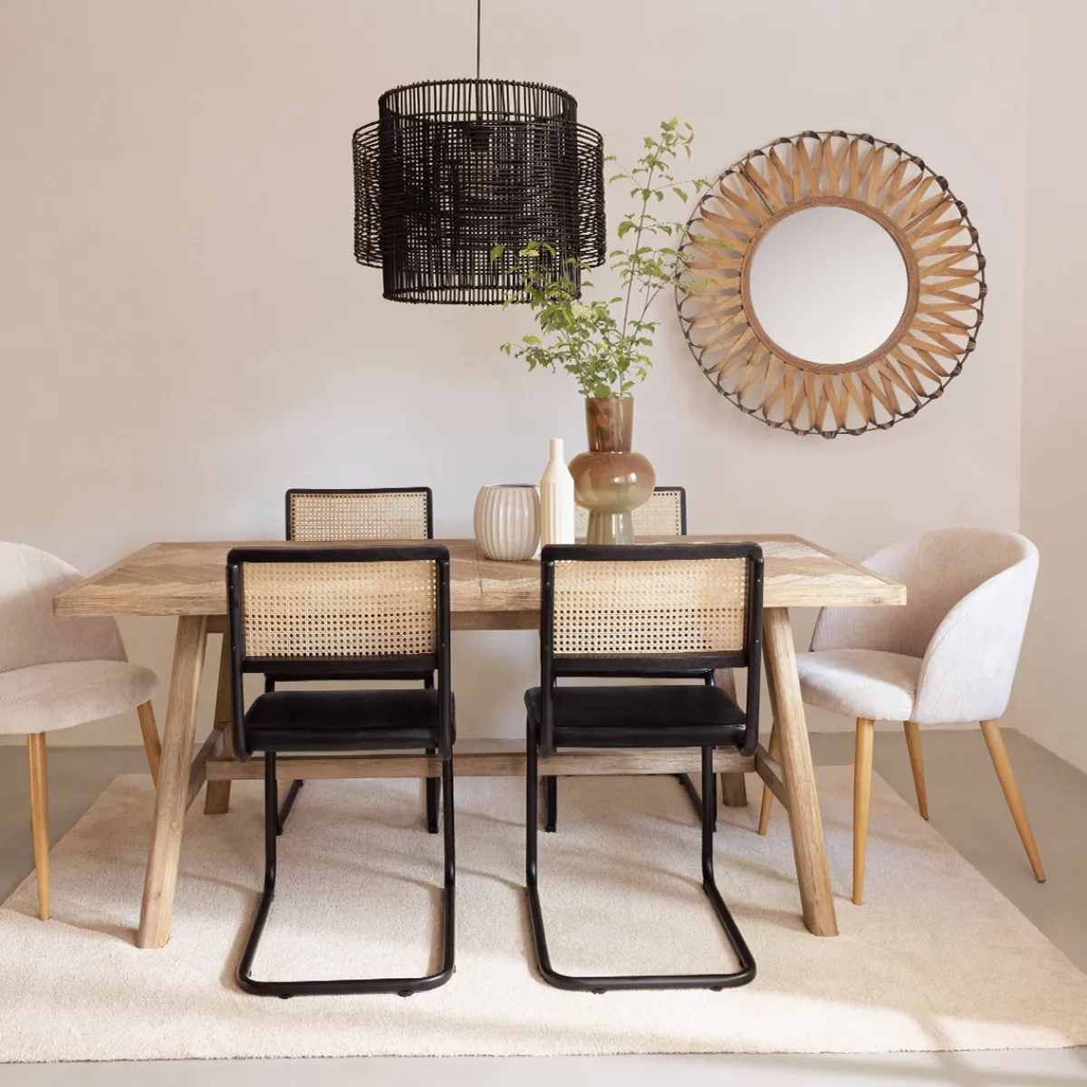 Ensemble table à manger extensible "Aeris" + 4 chaises "Slano"*ATMOSPHERA