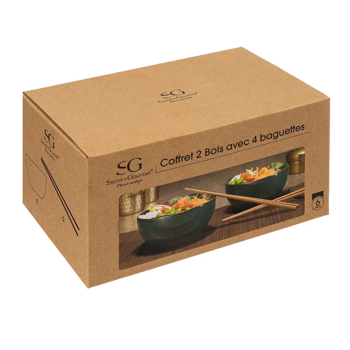 Lot de 2 bols "Jade" avec baguettes*ATMOSPHERA New