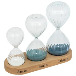 Lot de 3 sabliers avec support bois*ATMOSPHERA New