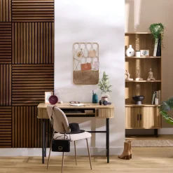 Panneau décoratif tasseaux bois Colva - 60x60x2,1 cm - Effet noyer*ATMOSPHERA New