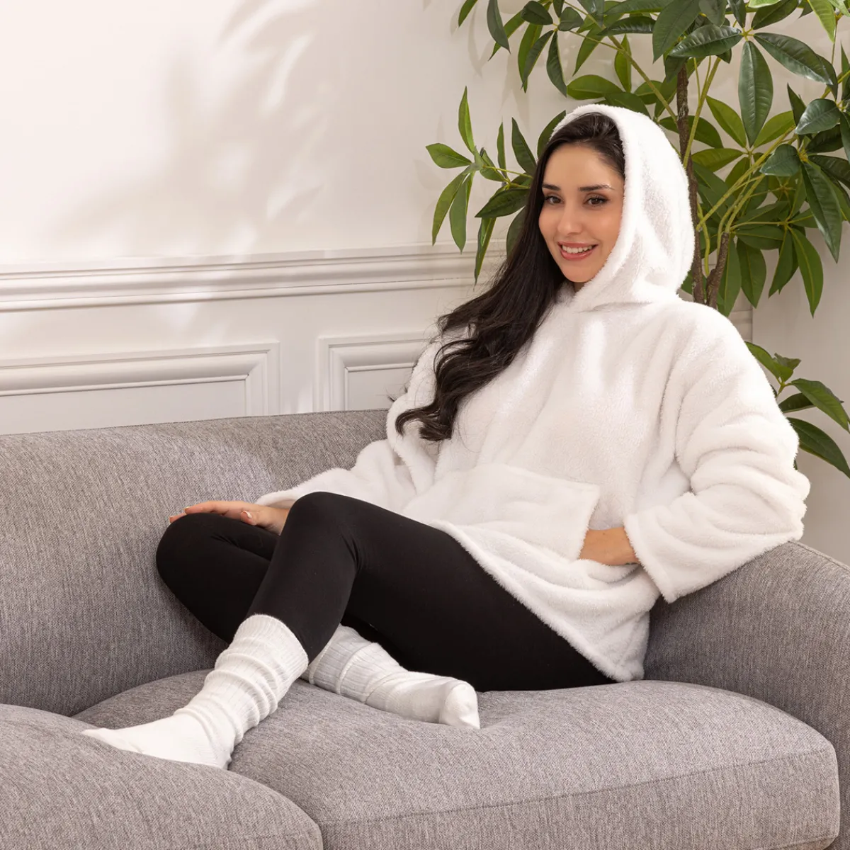 Plaid à manches capuche flanelle "teddy"*ATMOSPHERA Outlet