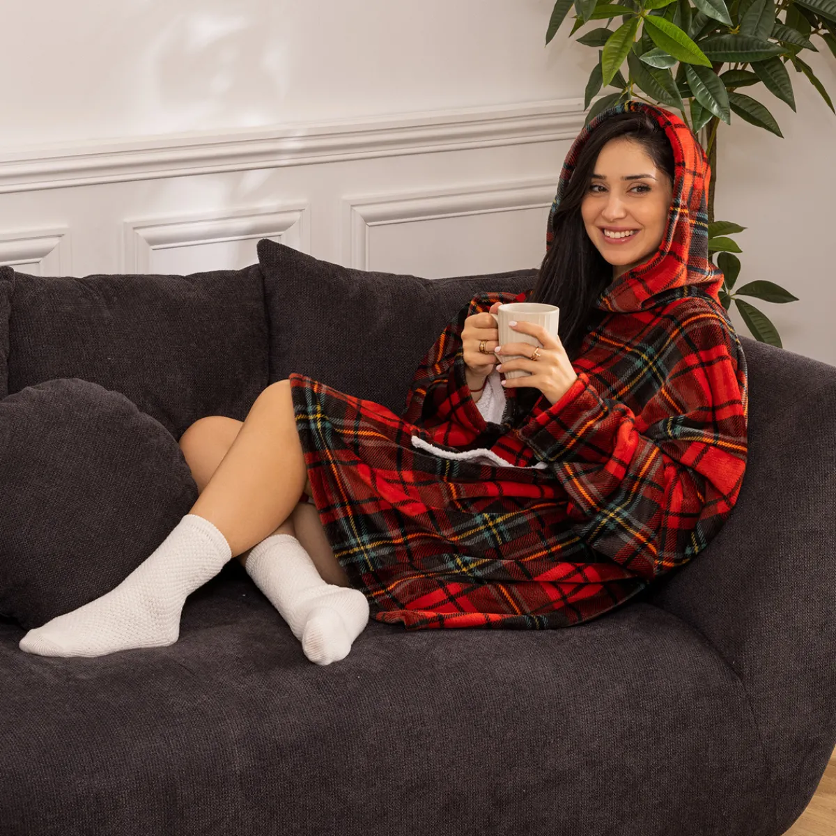 Plaid à manches "Hoodie"*ATMOSPHERA New