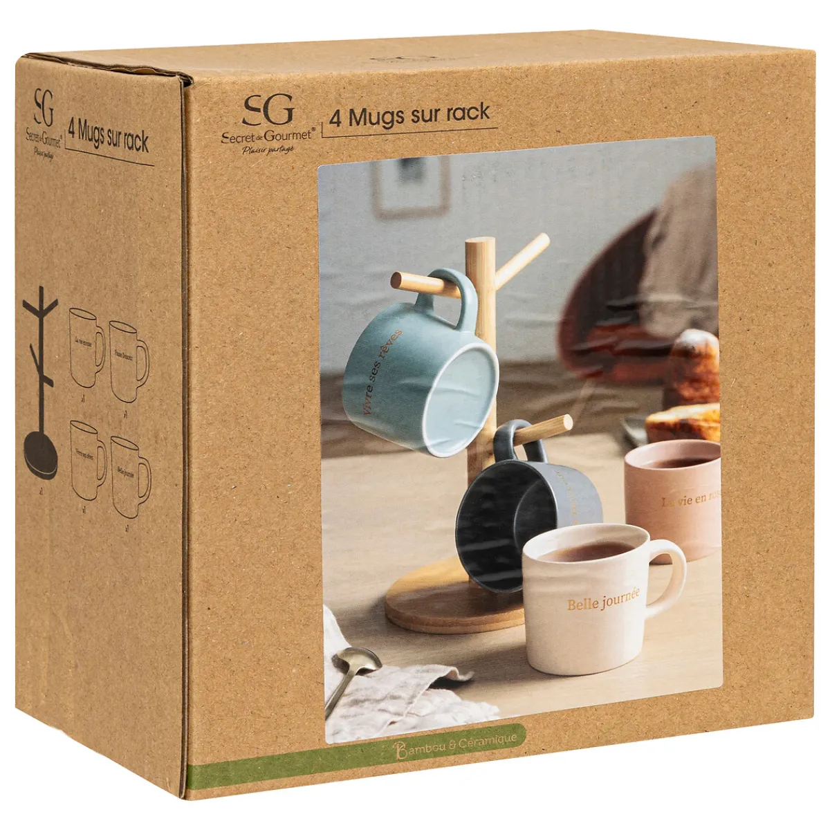 Rack 4 mugs "Belle journée"*ATMOSPHERA Online