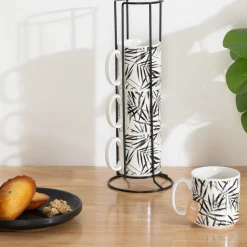 Rack 4 mugs "Floral green"*ATMOSPHERA Sale