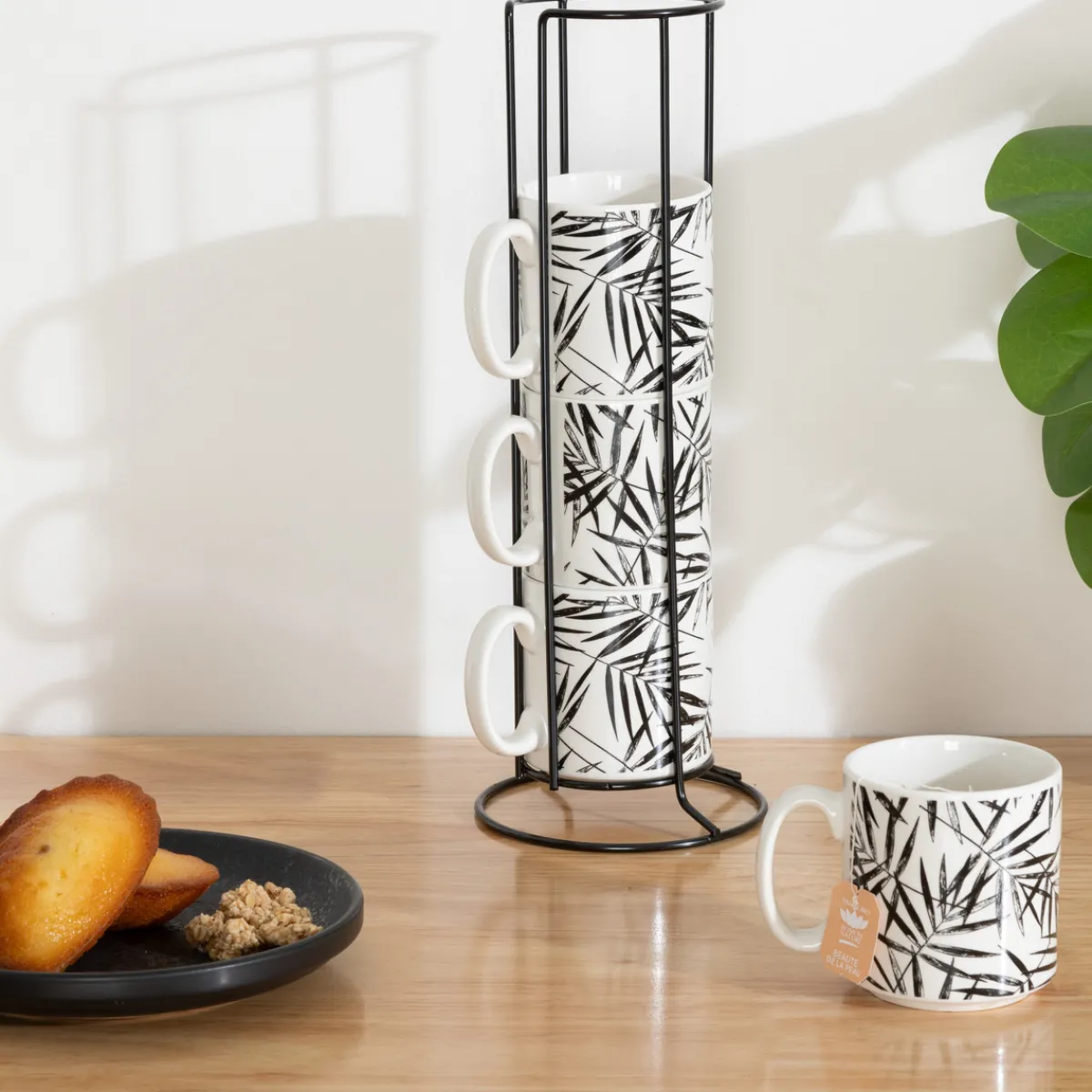 Rack 4 mugs "Floral green"*ATMOSPHERA Sale