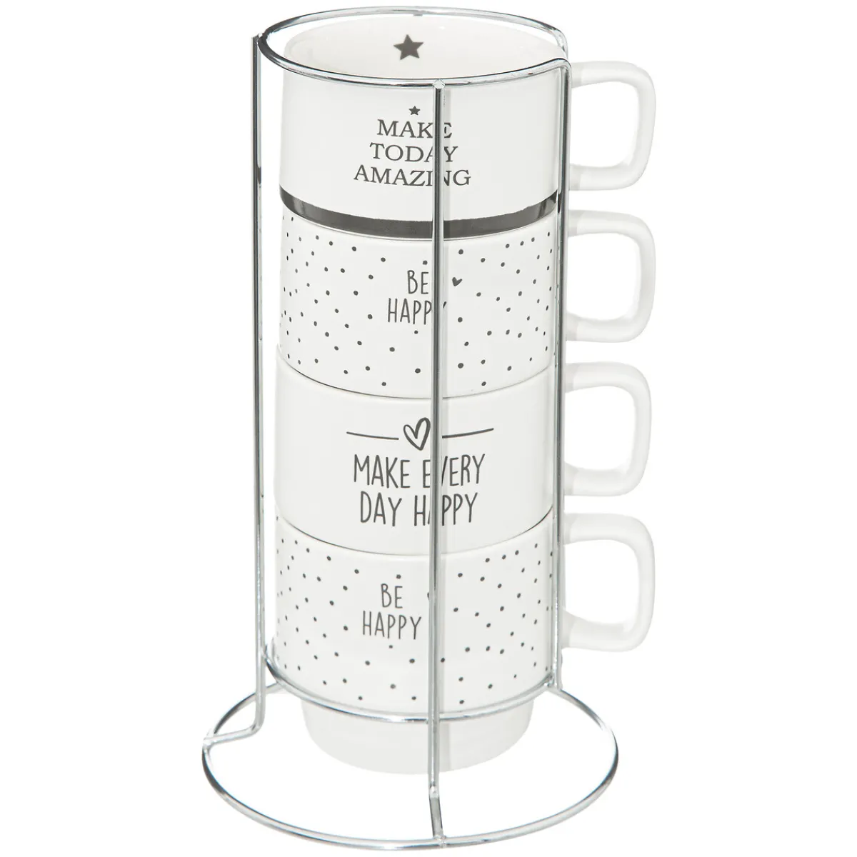 Rack 4 mugs "Happy"*ATMOSPHERA Outlet