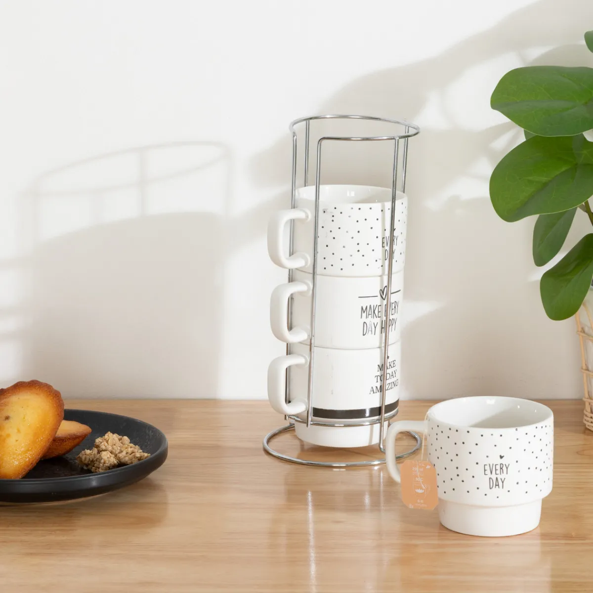 Rack 4 mugs "Happy"*ATMOSPHERA Outlet