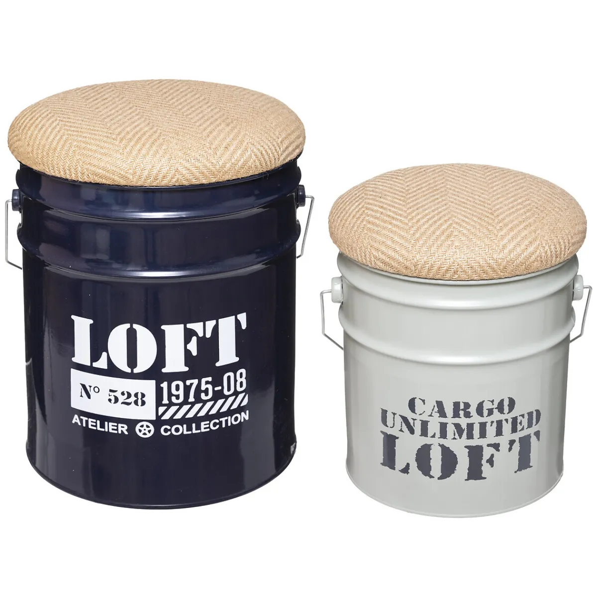Set de 2 poufs bidons "Alfred"*ATMOSPHERA Clearance